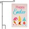 G128 Combo Pack: Garden Flag Stand Black 36 in x 16 in & Garden Flag Happy Easter Decoration Three Gnomes with Carrot Chocolate Bunny Egg 12"x18" Double-Sided Burlap Fabric